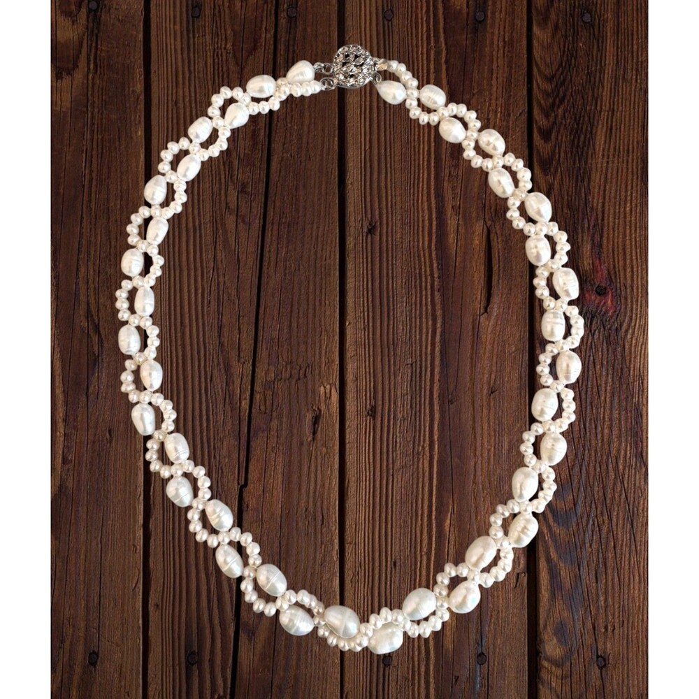 Natural Fresh Water White Pearl Necklace #7099 - Picture 4 of 8